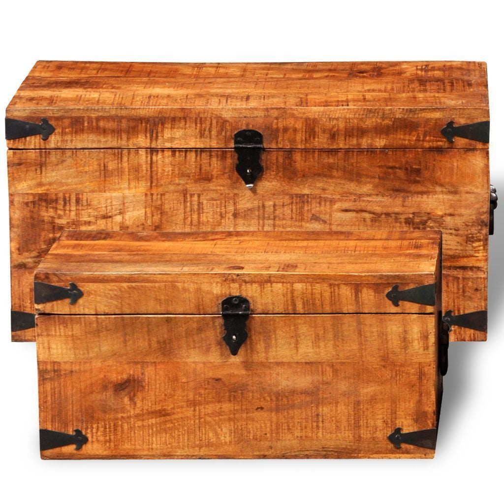 Set of 2 Rough Mango Wooden Storage Chests