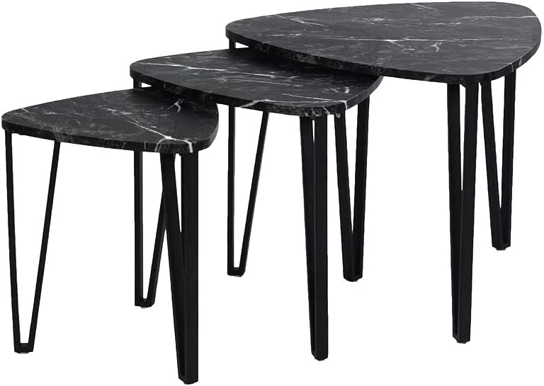 Set Of 3 Nest Marble Effect Tables