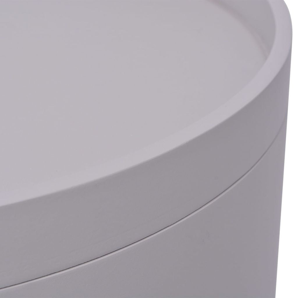 Grey Round Side Table with Serving Tray