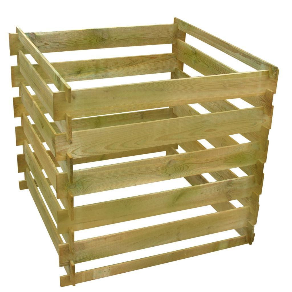 Square Slatted Wooden Compost Bin - 0.54 m3