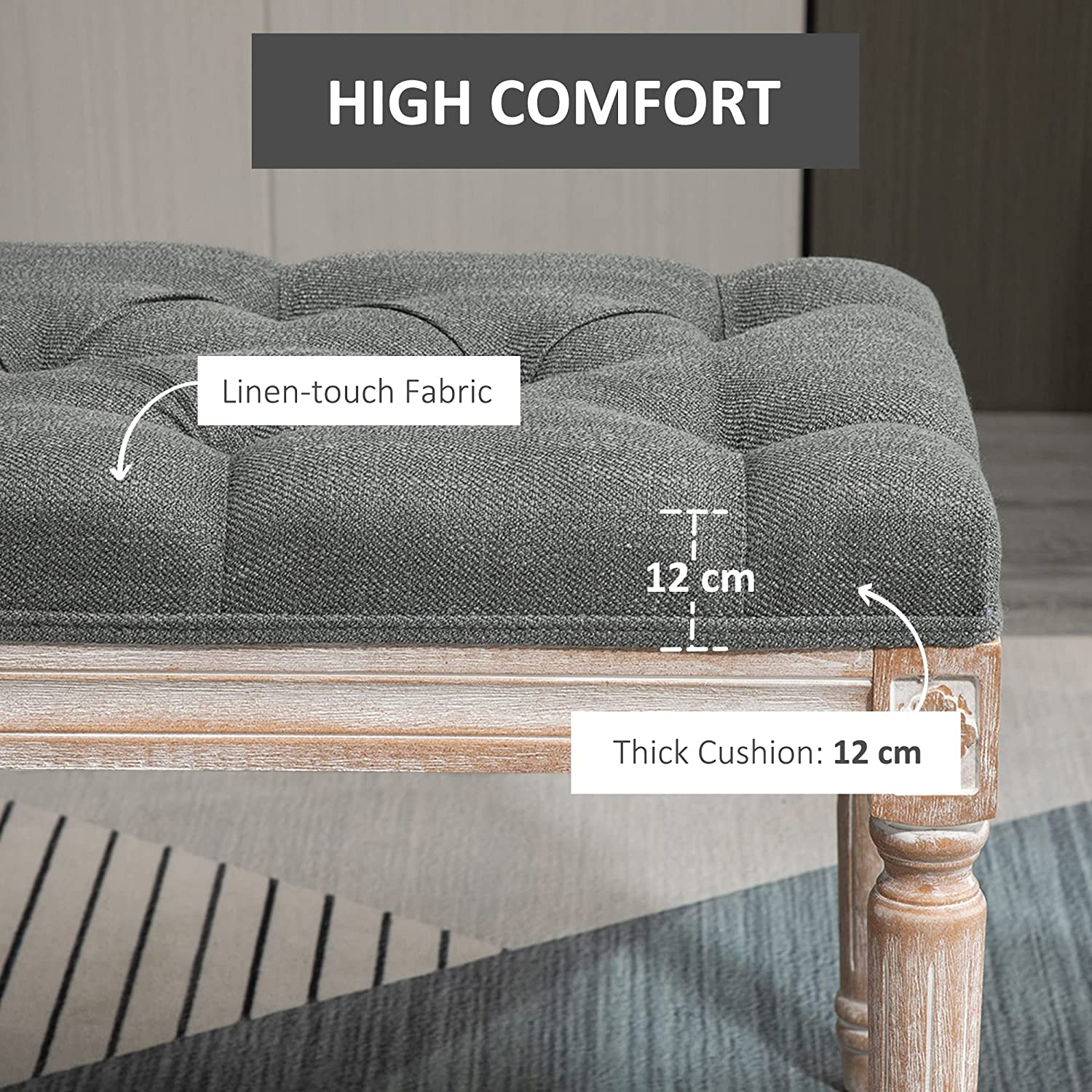Grey Bed End Footstool