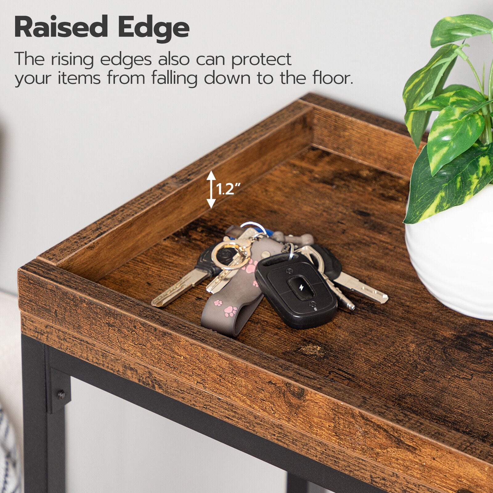 Rustic Console Table & Built In Magazine Rack
