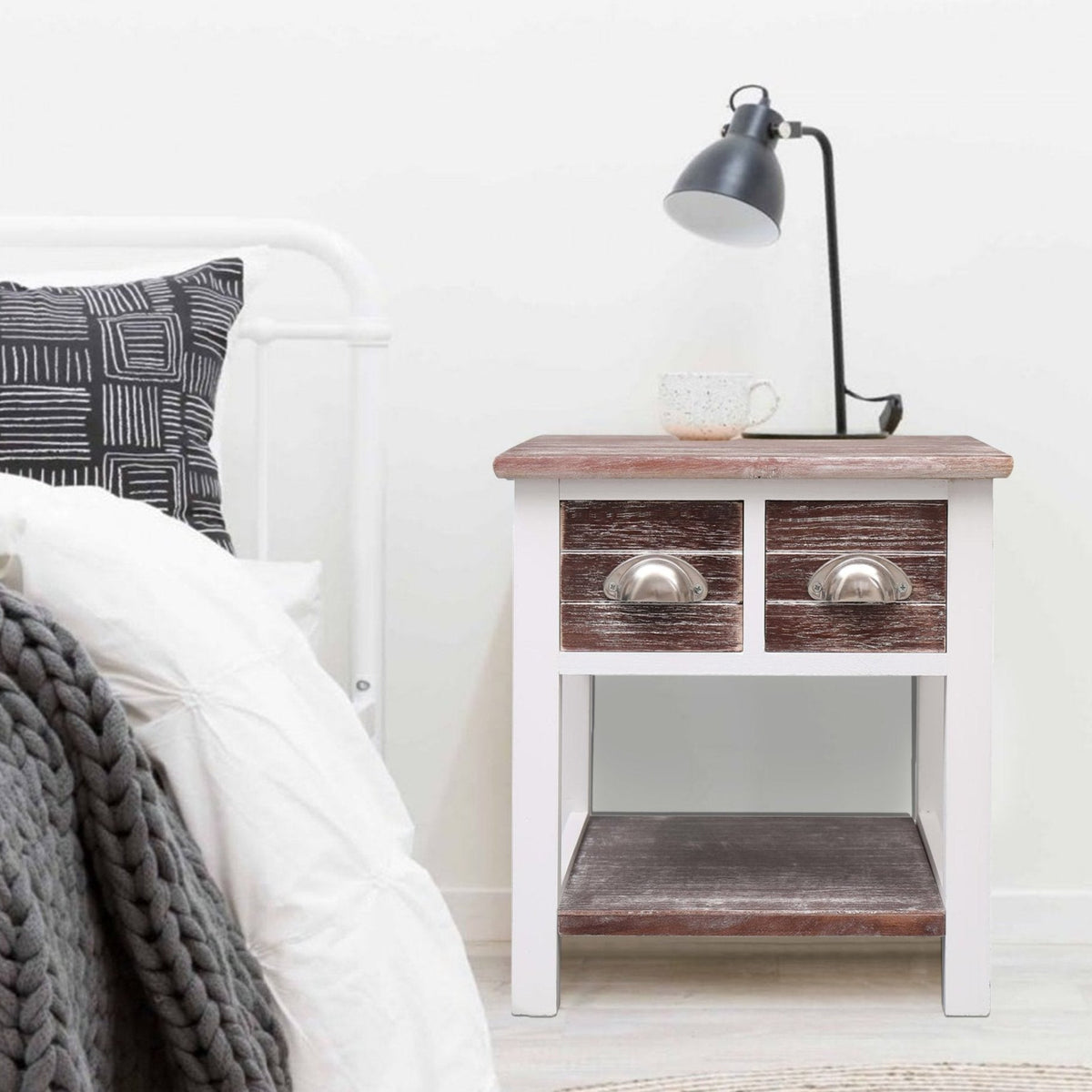 2 Drawer Burnish Bedside Table