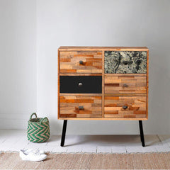 Reclaimed Teak Wood & Marble Drawers