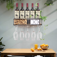 Vintage Metal And Wood Wine Rack