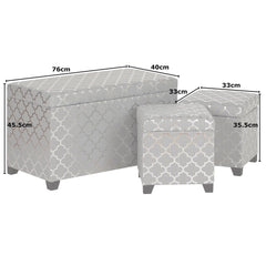 Set of Silver Aztec Storage Ottomans