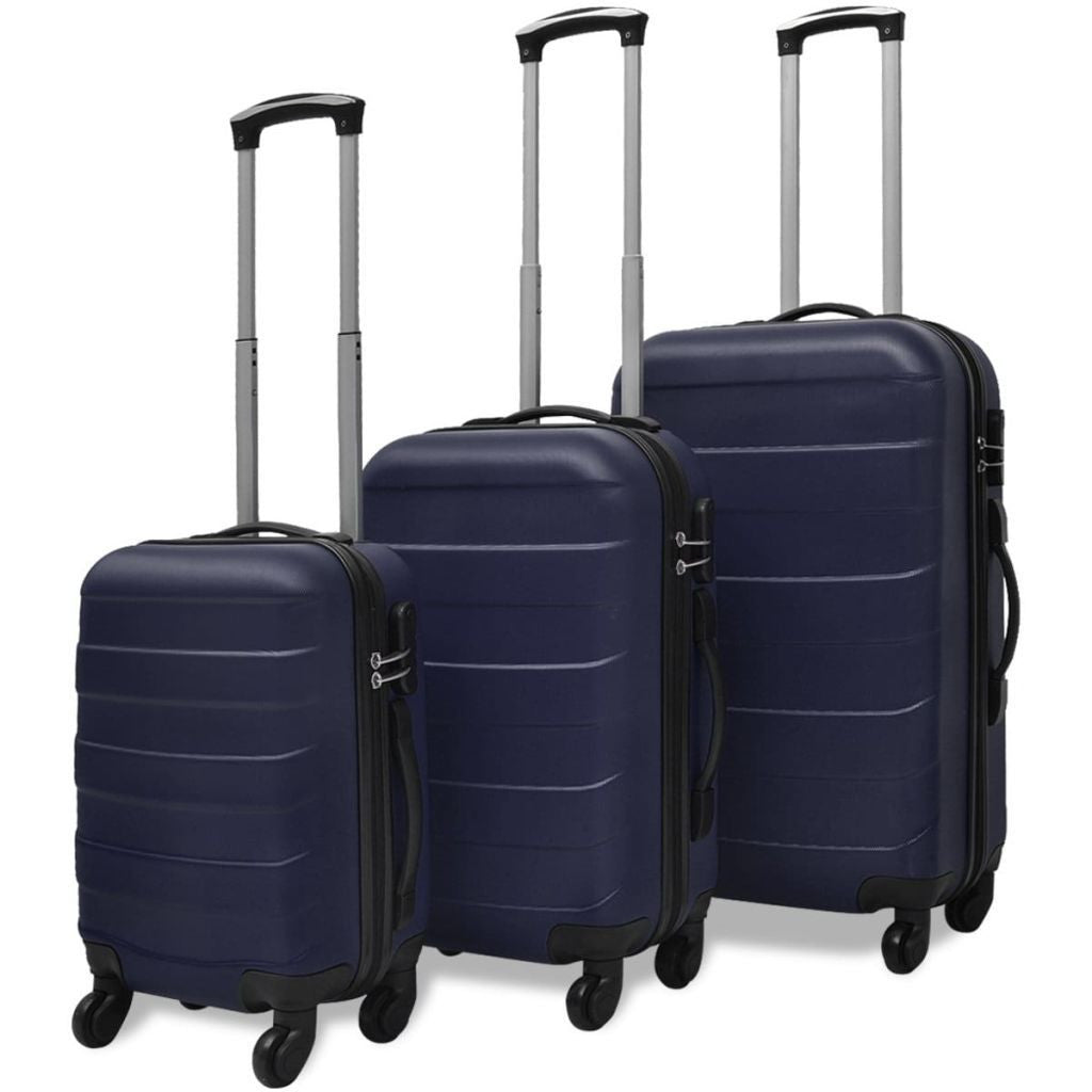 Blue Three Piece Hardcase Trolley Set