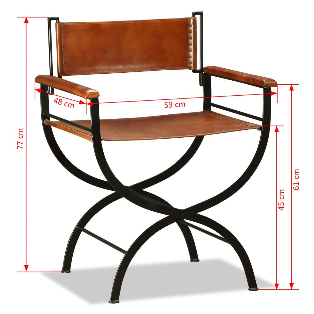 Tan Leather Directors Chair