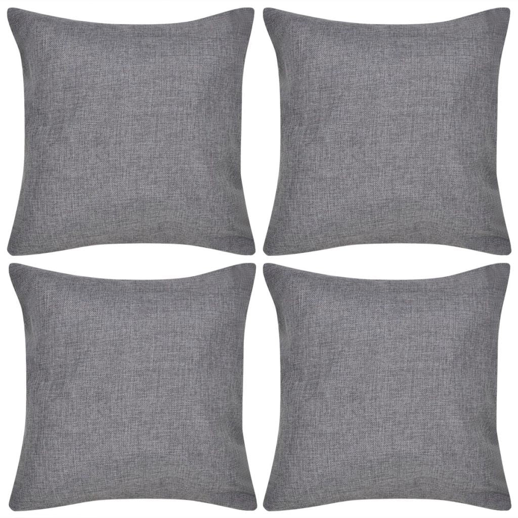 4 Anthracite Linen-look Cushion Covers 50 x 50 cm
