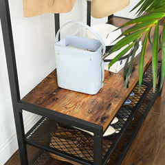 Large Free Standing Rustic Industrial Coat & Shoe Rack