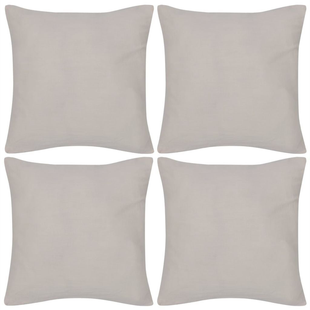4 Beige Cotton Cushion Covers 50 x 50 cm