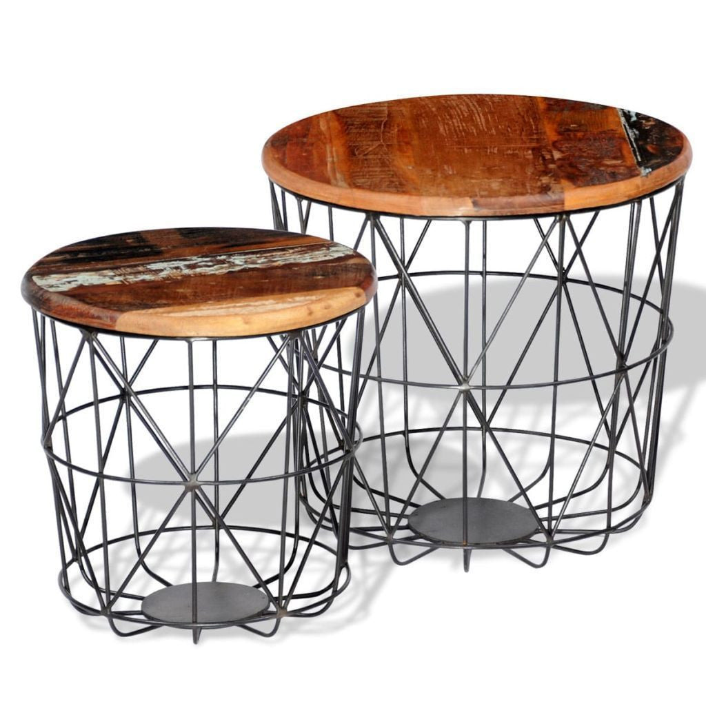 2 Round Reclaimed Wood Coffee Tables