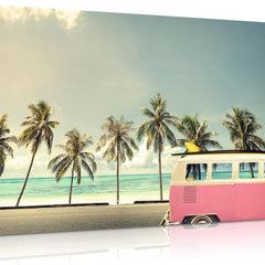 Surf Campervan On Beach Canvas