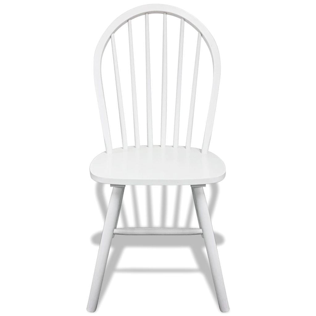 Set of 2 White Wooden Round Dining Chairs