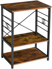 Industrial Baker’s Rack with 6 S-Hooks & 3-Tier Storage Shelves