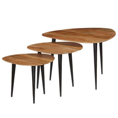 Set of 3 Acacia Wood Tables