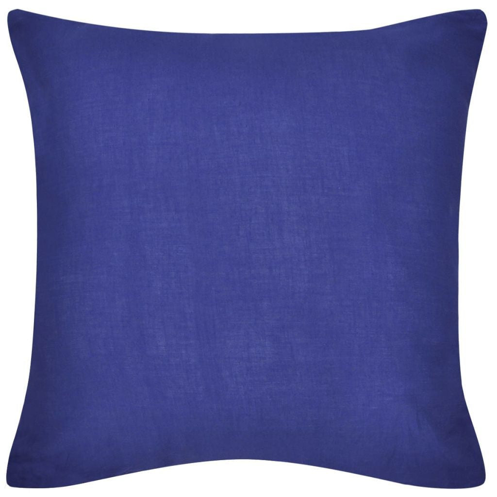 4 Blue Cotton Cushion Covers 80 x 80 cm
