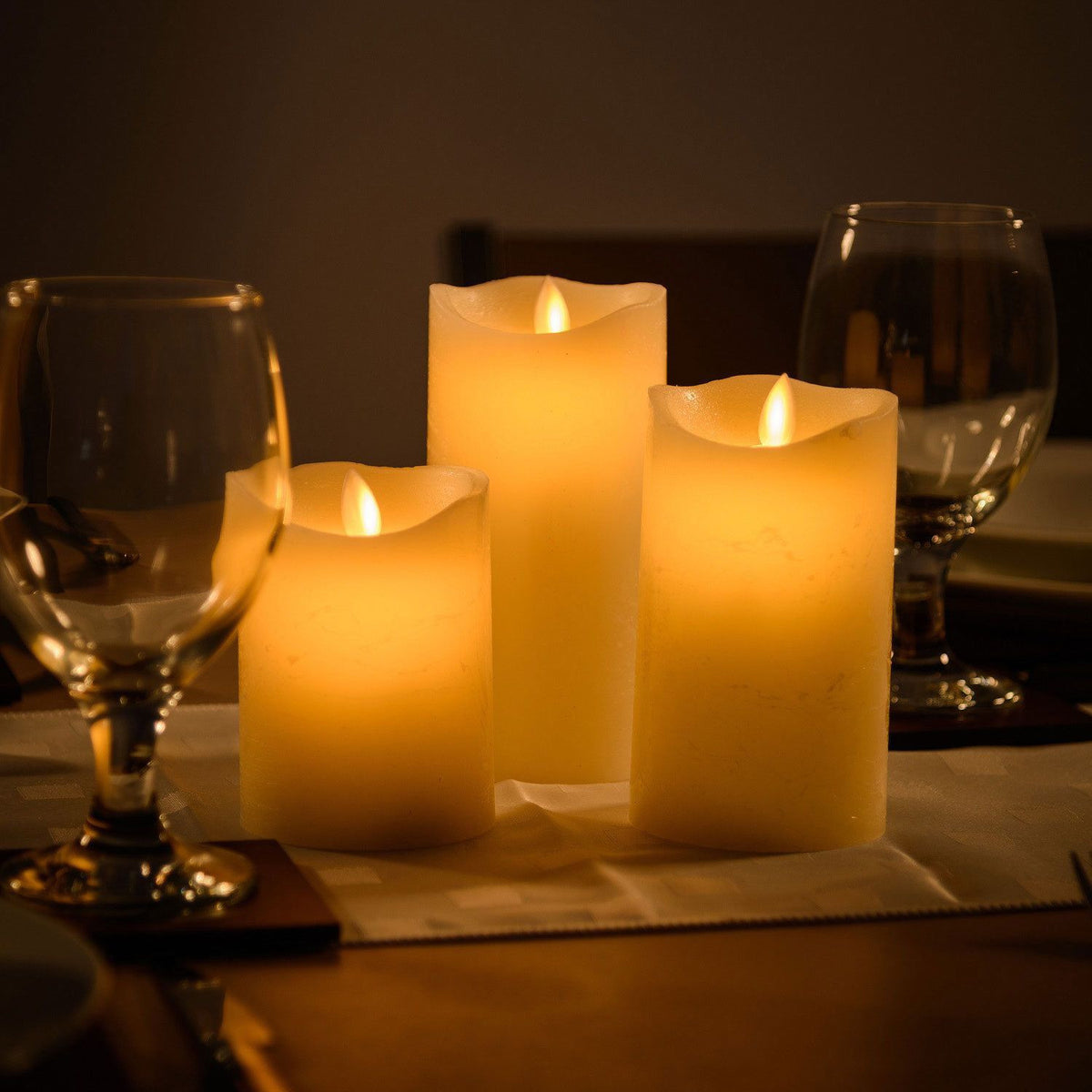 3 Flameless Wax LED Mood Flickering Candles
