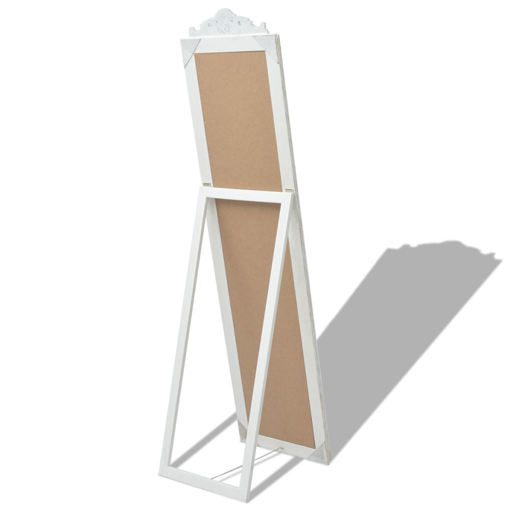 White Free-Standing Mirror Baroque Style - 160 x 40 cm