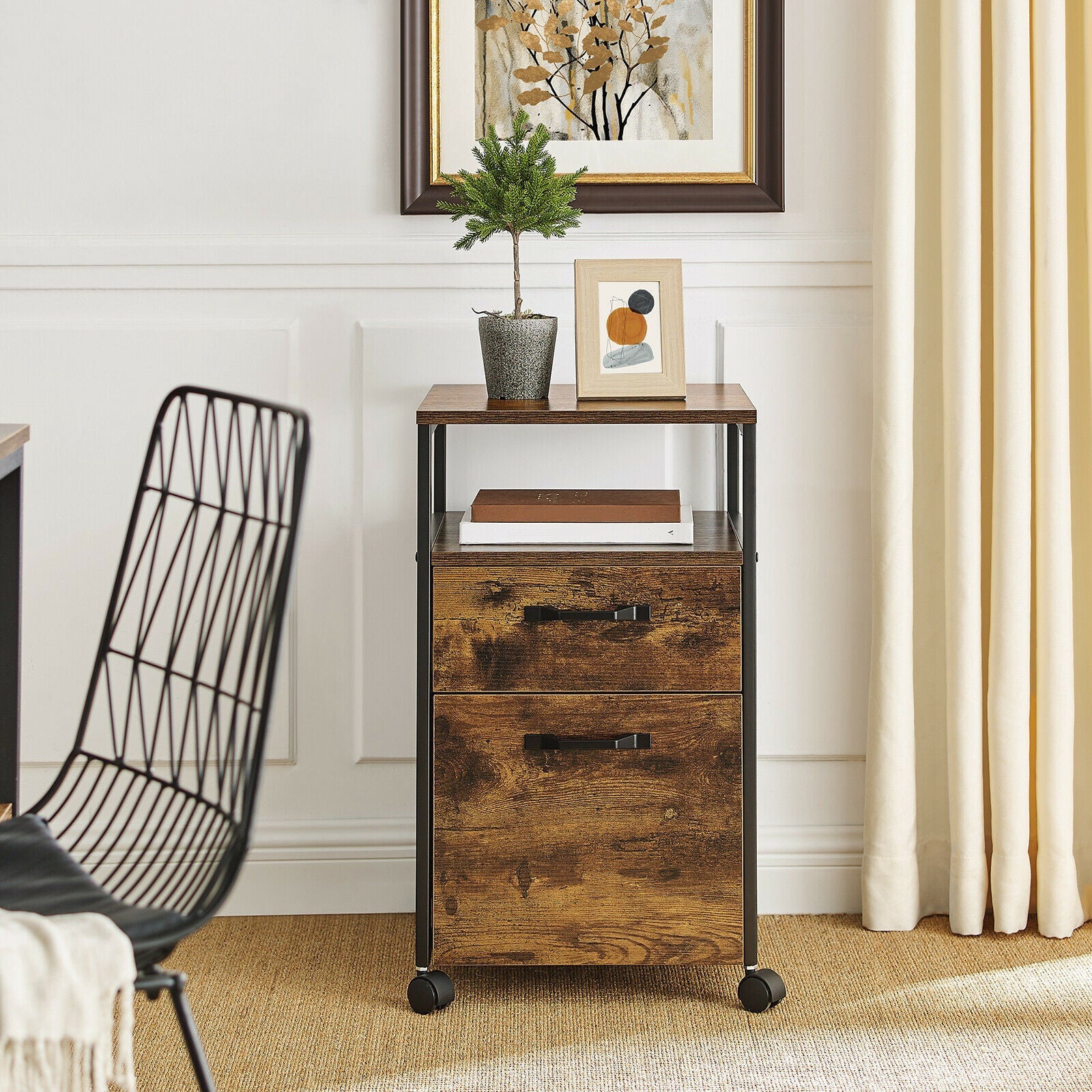 Rustic Double Drawer Filing Cabinet