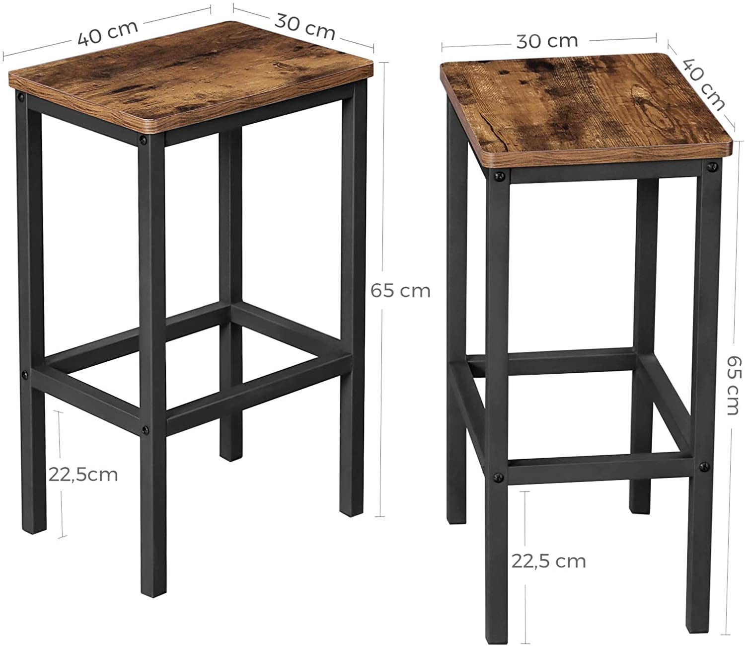 Set of 2 Rustic Bar Stools