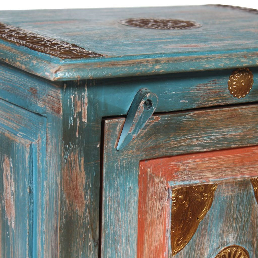 Solid Mango Wooden Blue Nightstand