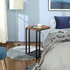 Rustic Side Table with Under Mesh Shelf