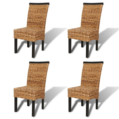 Set of 4 Abaca Brown Dining Chairs
