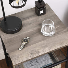 Set of 2 Greige Industrial Bedside Tables