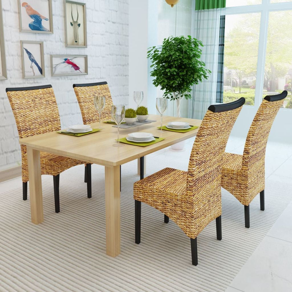 Set of 4 Abaca Brown Dining Chairs