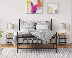 Set of 2 Greige Industrial Bedside Tables