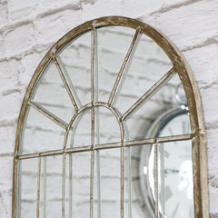 Rustic Cream Arched Window Mirror