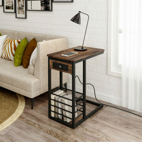Rustic USB End Table