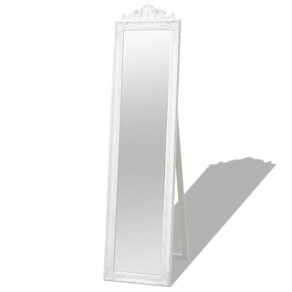 White Free-Standing Mirror Baroque Style - 160 x 40 cm