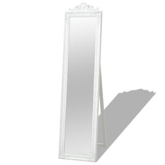 White Free-Standing Mirror Baroque Style - 160 x 40 cm